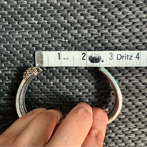 Vintage 🖤 Gold & Silver Hinged Cable Bracelet Cuff Knot Stackable Metal Rope - Picture 4 of 9